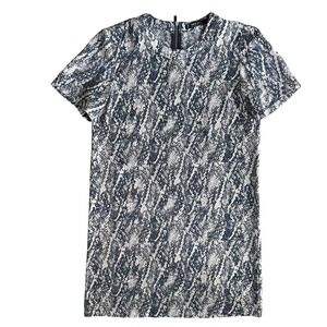 MNG Basics Mango Women's XS Blue Beige Snake Print Short Sleeve Shift Dress Chic
